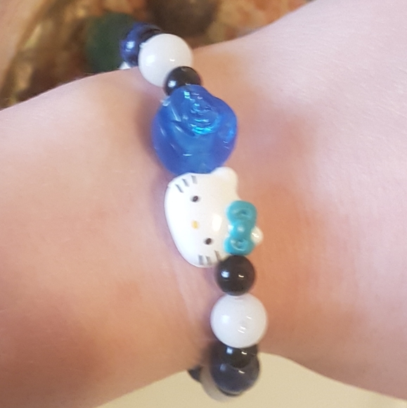 💙 Hello Kitty Larvikite & Aquamarine  Bracelet - Picture 2 of 4